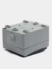Розетка одноместная IP54 220V с заземлением, цвет серый, с крышкой, открытая установка