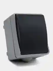 Розетка одноместная IP54 220V с заземлением, цвет серый, с крышкой, открытая установка