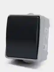 Розетка одноместная IP54 220V с заземлением, цвет серый, с крышкой, открытая установка