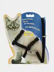 Черный шлейка с поводком для кошек