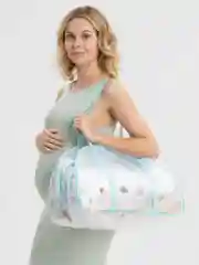 Мятный сумка в роддом, матовая, овальная, с косметичкой "Здравствуй, мама!" набор из 2 шт, мятная