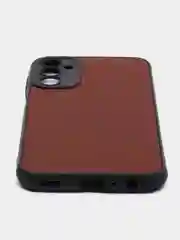 Коричневый чехол для Samsung S21FE,S22,S23 Plus,A13,A14,A53 5G,A 54,73,23,24,33,34,52 кожаная вставка
