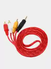 Красный видео кабель аукс на тюльпаны, 3.5 на 3RCA