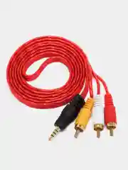 Красный видео кабель аукс на тюльпаны, 3.5 на 3RCA