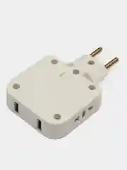 Тройник для розетки 220V и 220V+usb плоский, поворотный на 180 градусов, разветвитель
