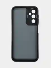 Темно-синий чехол матовый для Samsung Galaxy A24, пластиковый, полупрозрачный, с глянцевой рамкой