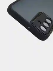 Темно-синий чехол матовый для Samsung Galaxy A24, пластиковый, полупрозрачный, с глянцевой рамкой