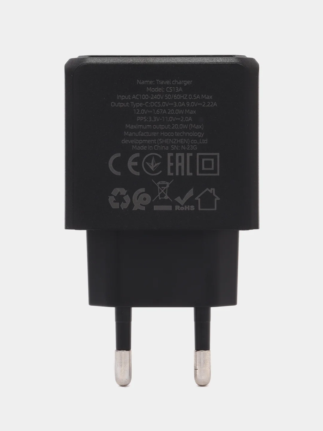 Черный сетевое зарядное устройство Hoco CS13A, PD 20W