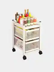 Этажерка, стеллаж, с 2 выдвижными ящиками, на колёсах, белая