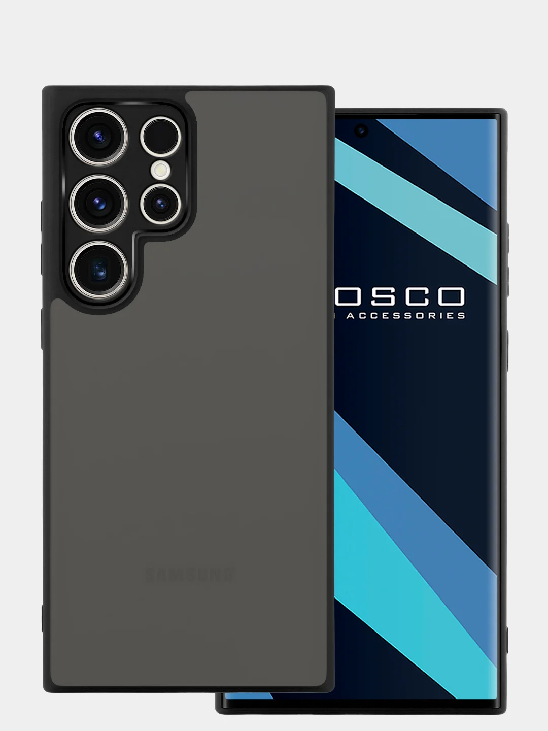 Черный чехол для Samsung Galaxy S23 Ultra пластиковый ROSCO противоударный, силиконовая окантовка