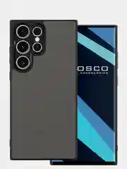 Черный чехол для Samsung Galaxy S23 Ultra пластиковый ROSCO противоударный, силиконовая окантовка