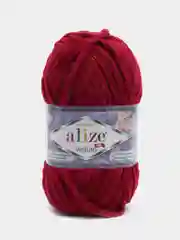 Вишнёвый пряжа плюшевая Alize Velluto, 100% микрополиэстер, 100г, 68м, плюшевая, велюровая веллюто