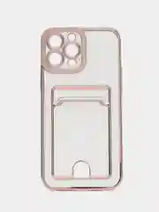 Розовый чехол на Айфон, с карманом для карт, IPhone XR 11 12 13 14 15 Pro Max, картхолдер