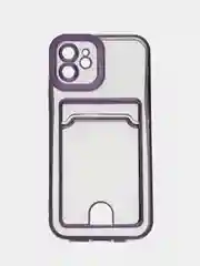 Фиолетовый чехол на Айфон, с карманом для карт, IPhone XR 11 12 13 14 15 Pro Max, картхолдер