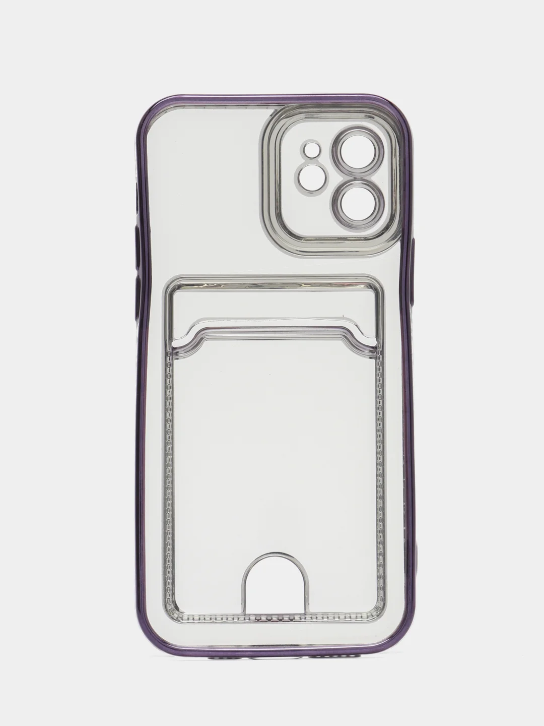 Фиолетовый чехол на Айфон, с карманом для карт, IPhone XR 11 12 13 14 15 Pro Max, картхолдер