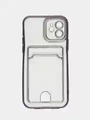 Фиолетовый чехол на Айфон, с карманом для карт, IPhone XR 11 12 13 14 15 Pro Max, картхолдер