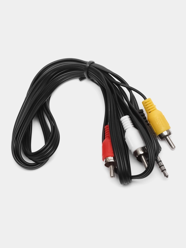 Кабель аудио видео 3.5 мм jack - 3 RCA, колокольчики для подключения колонок, аудиотехники