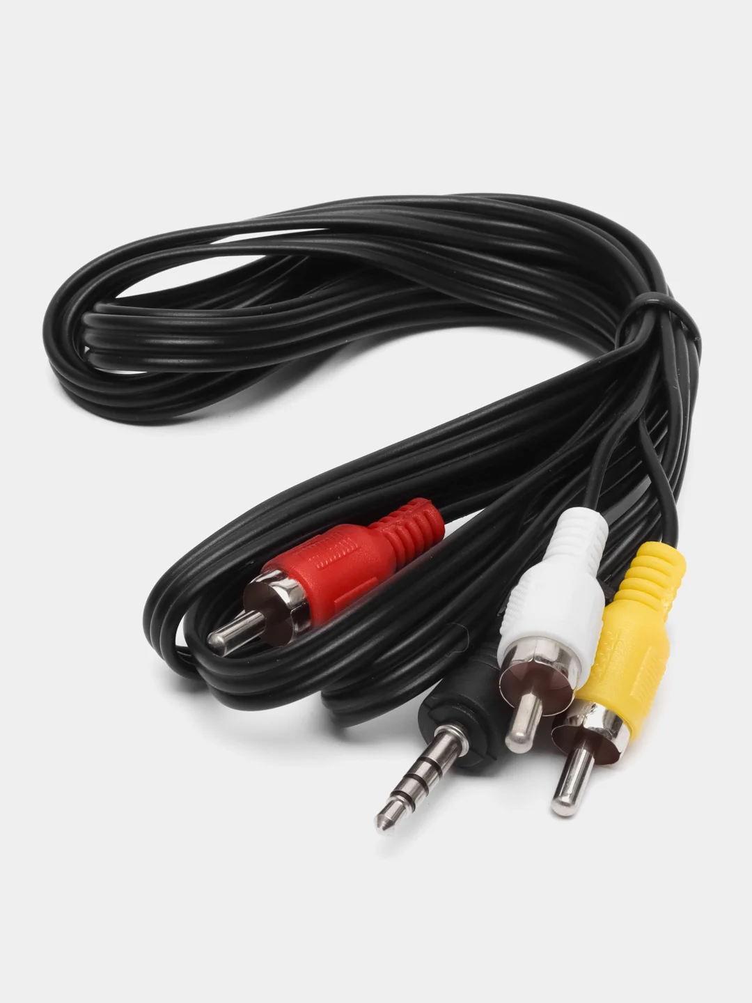 Кабель аудио видео 3.5 мм jack - 3 RCA, колокольчики для подключения колонок, аудиотехники