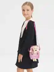 Сумка через плечо, для девочки, розовая, с игрушкой, 16 х 11,5 см, детская из эко-кожи