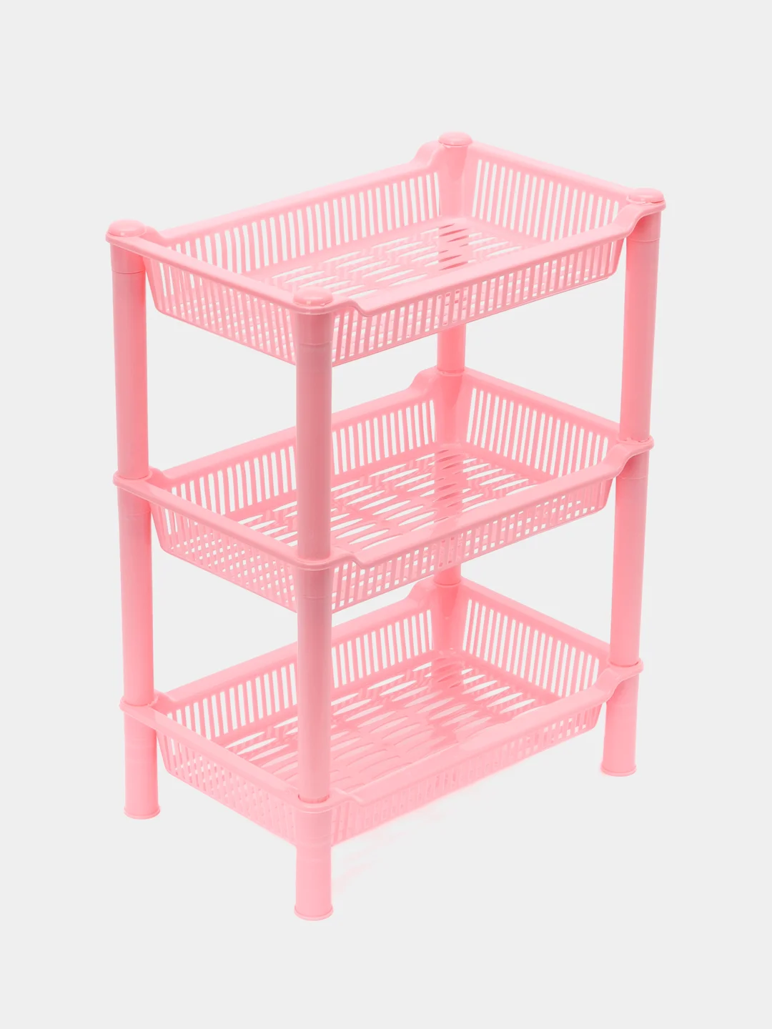 Розовый этажерка настольная, 3 яруса, прямоугольная, 37x28x18 см