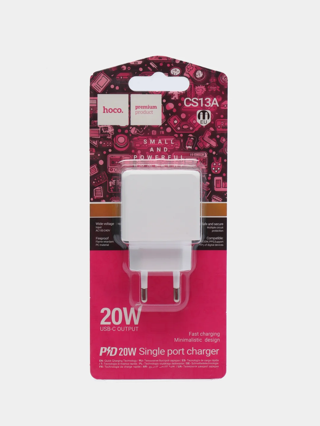 Белый сетевое зарядное устройство Hoco CS13A, PD 20W