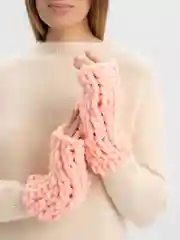 Коралловый митенки из плюшевой пряжи