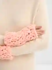 Коралловый митенки из плюшевой пряжи