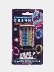 Розовый свечи восковые с подставкой в торт "Незадуваемые ", 5 см / 10 шт