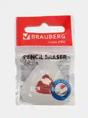 Ластик, резинка стирательная канцелярская для карандаша BRAUBERG, 36х36х9мм, белый, 229559