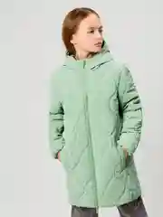 Зеленый пальто для девочки ACOOLA утеплённое, стеганое, с капюшоном, из водонепроницаемой ткани