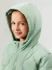 Зеленый пальто для девочки ACOOLA утеплённое, стеганое, с капюшоном, из водонепроницаемой ткани