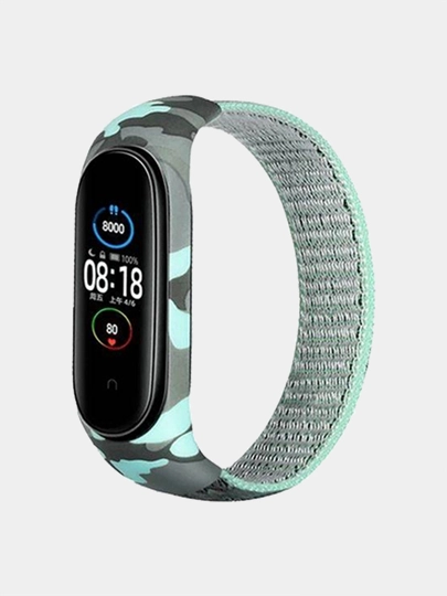 Ремешок нейлоновый для Xiaomi mi band 3, 4, 5, 6 на липучке