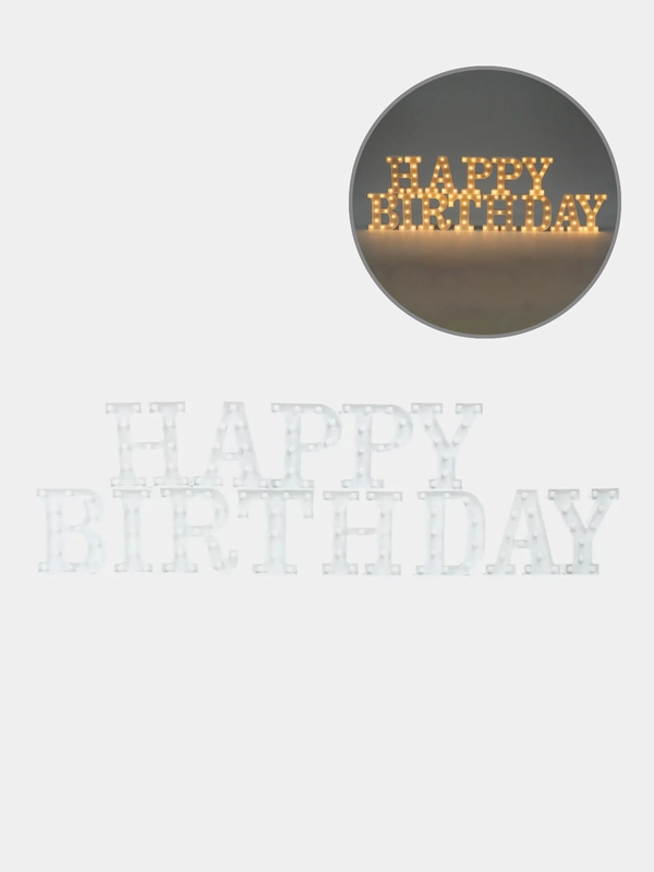Светящаяся надпись буквы Happy Birthday (С Днем рождения), ночник на батарейках