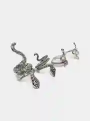Серебряный комплект колец "Змеи", на Новый Год, год Змеи