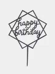 Серый топпер "Happy Birthday" для украшения торта