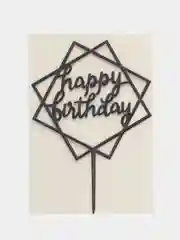 Серый топпер "Happy Birthday" для украшения торта