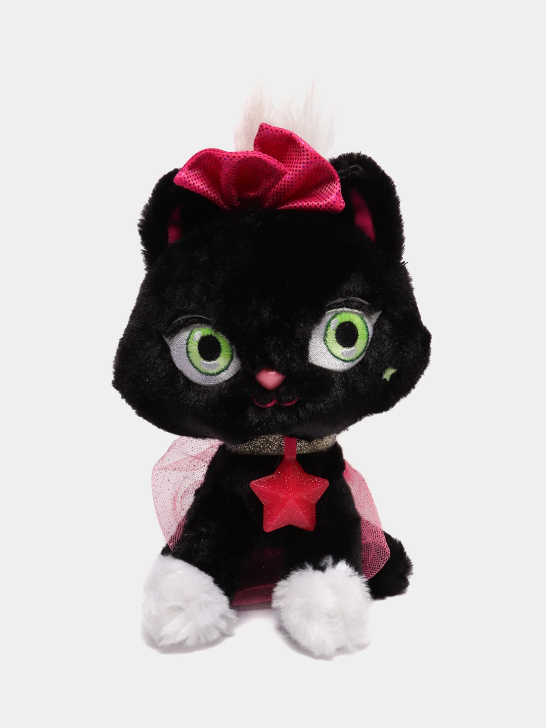 Плюшевый черный котенок SHIMMER STARS, со светящимися блестками, 20 см