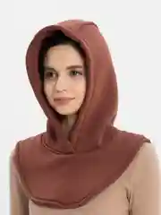 Коричневый капор с начёсом, капюшон с воротником