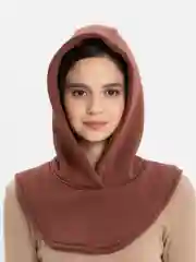 Коричневый капор с начёсом, капюшон с воротником