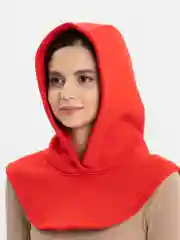 Красный капор с начёсом, капюшон с воротником