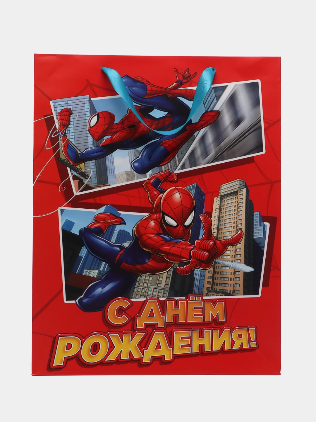 Красный пакет подарочный "Человек-паук", 31 х 40 х 11,5 см