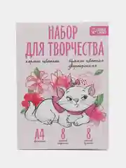 Розовый подарочный набор первоклассницы/школьницы, 9 предметов, "Коты аристократы"