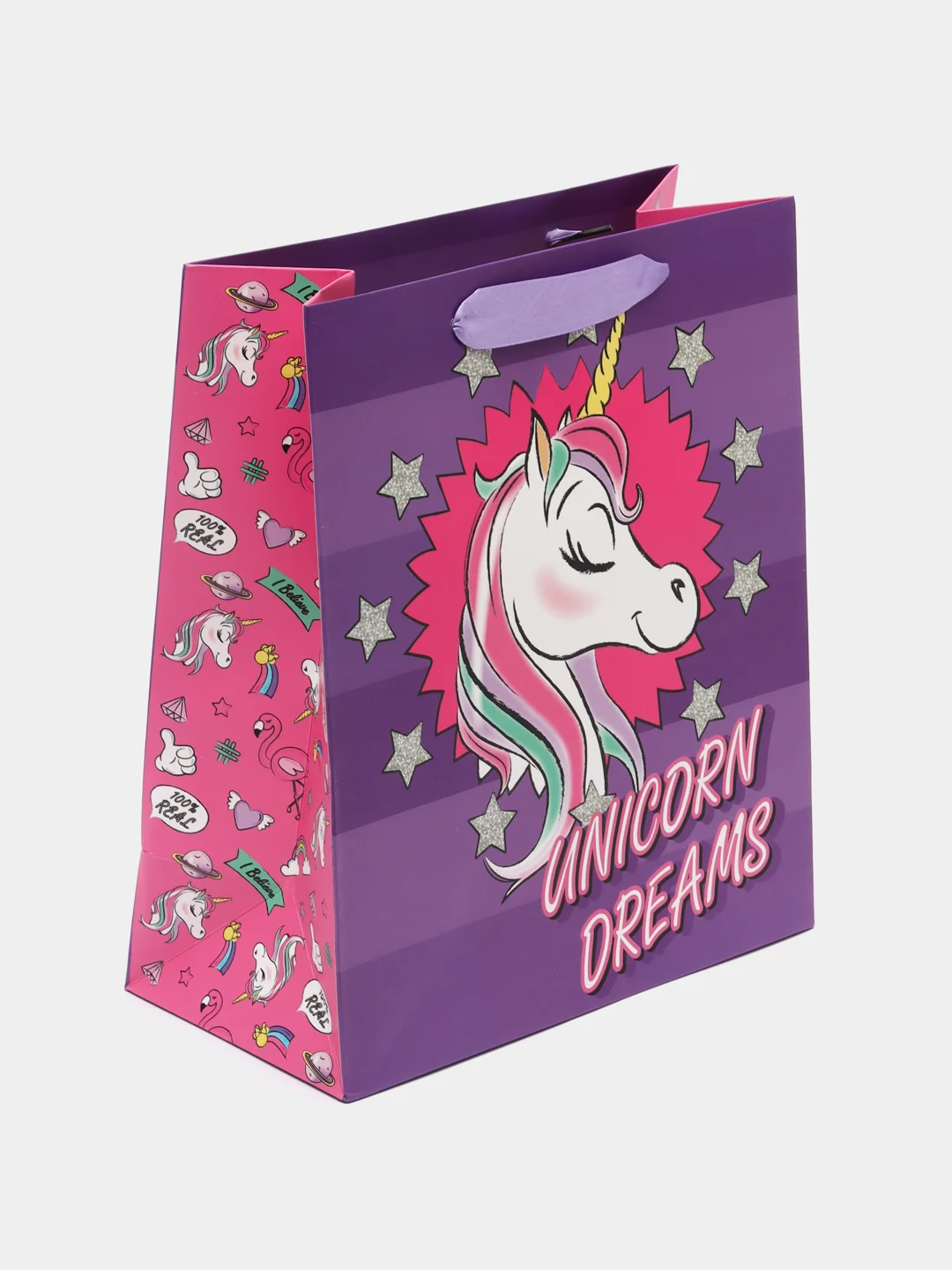 Фиолетовый пакет ламинат вертикальный "Unicorn dreams", Минни Маус, 23 х 27 х 11,5 см