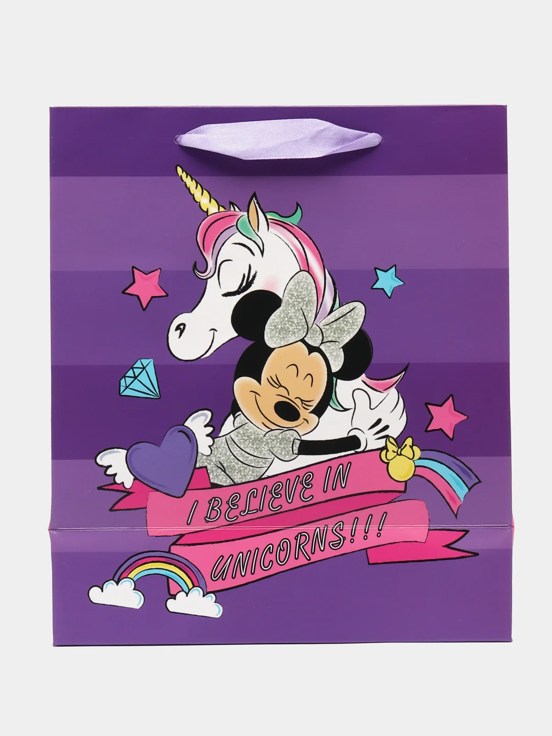 Фиолетовый пакет ламинат вертикальный "Unicorn dreams", Минни Маус, 23 х 27 х 11,5 см