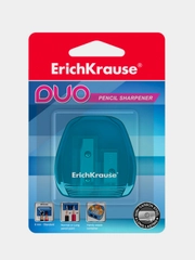 Пластиковая точилка ErichKrause Duo, два отверстия, с контейнером, 1 шт