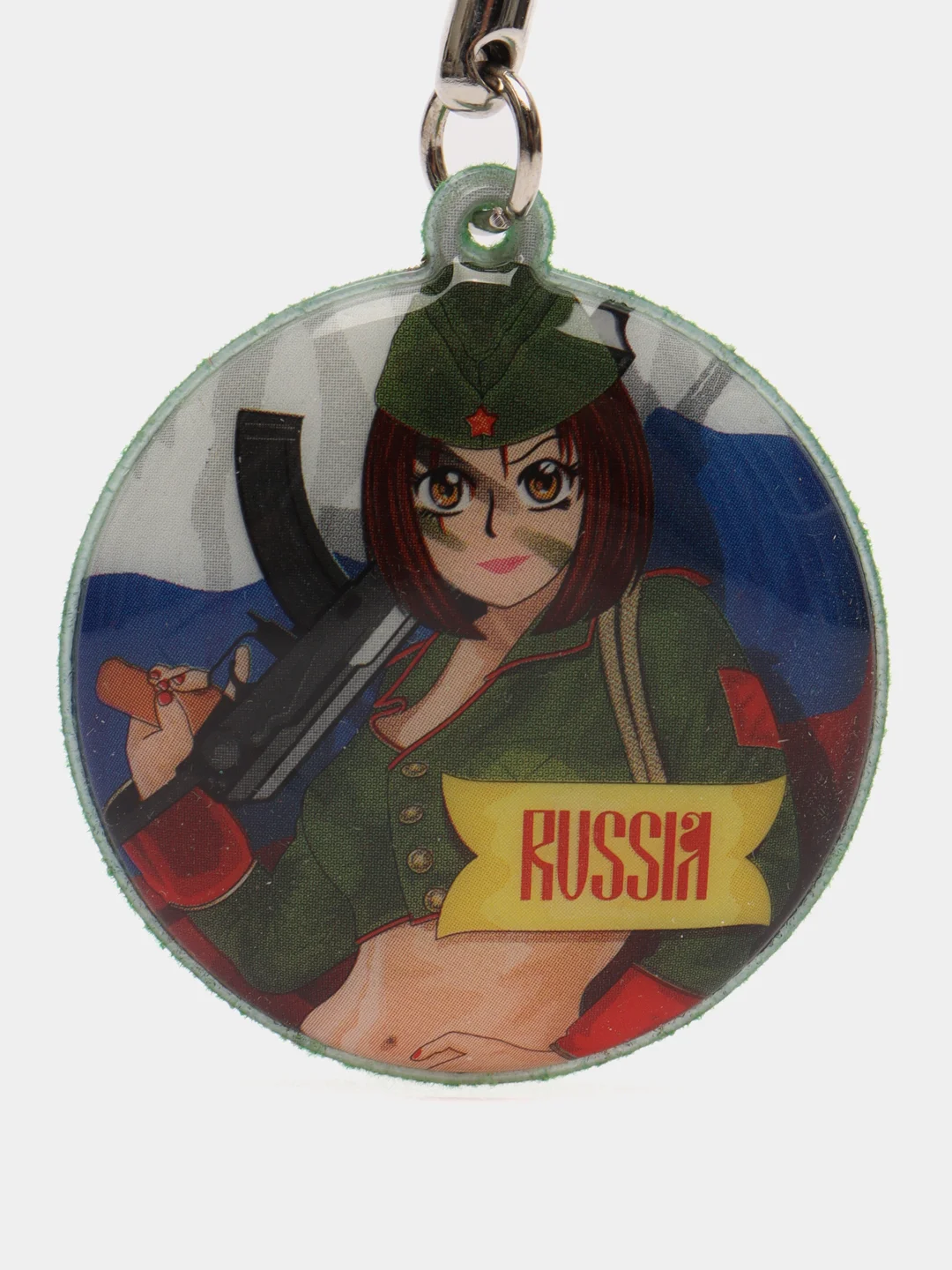 Зеленый брелок для ключей "Аниме RUSSIA"