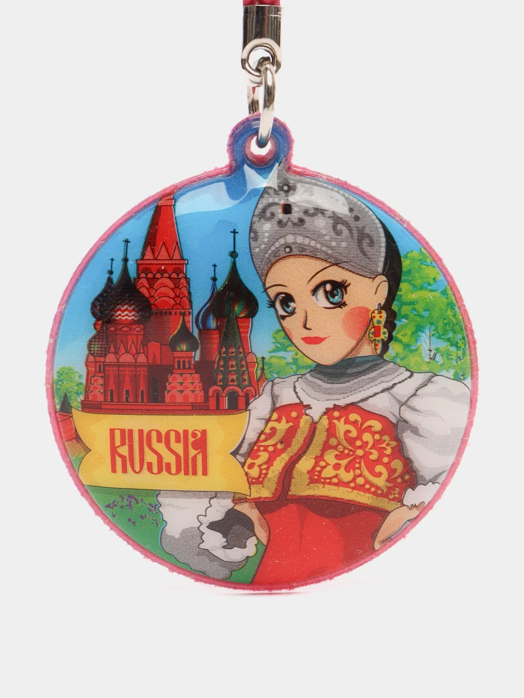 Розовый брелок для ключей "Аниме RUSSIA"