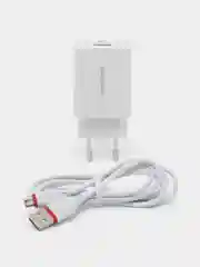 Белый зарядное устройство Borofone BA21A (Быстрая зарядка QC 3.0, 3A, 18W + USB- кабель)
