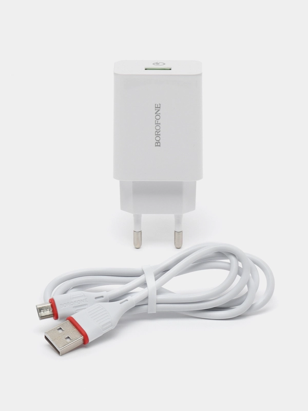 Зарядное устройство Borofone BA21A (Быстрая зарядка QC 3.0, 3A, 18W + USB- кабель)