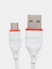 Белый зарядное устройство Borofone BA21A (Быстрая зарядка QC 3.0, 3A, 18W + USB- кабель)
